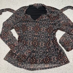 stitch collection vintage y2k boho tapestry v-neck grunge formal coquette blouse